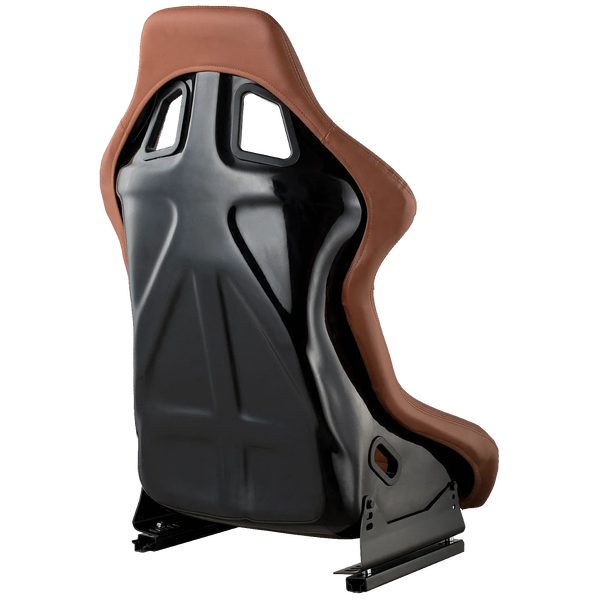 JIABEIR 1097 USA Stock Free Shipping Universal Fixed Brown PVC Leather with Alcantara Suede Car Bucket Racing Seats