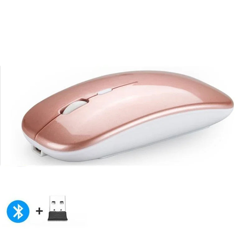 Ultra-Slim Wireless Rechargeable Mouse with LED Lighting, Dual Mode (BT & 2.4G), Compatible with iPad, Laptop, PC, Mac, Windows
