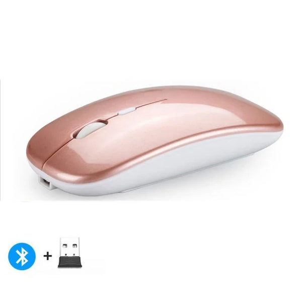 Ultra-Slim Wireless Rechargeable Mouse with LED Lighting, Dual Mode (BT & 2.4G), Compatible with iPad, Laptop, PC, Mac, Windows