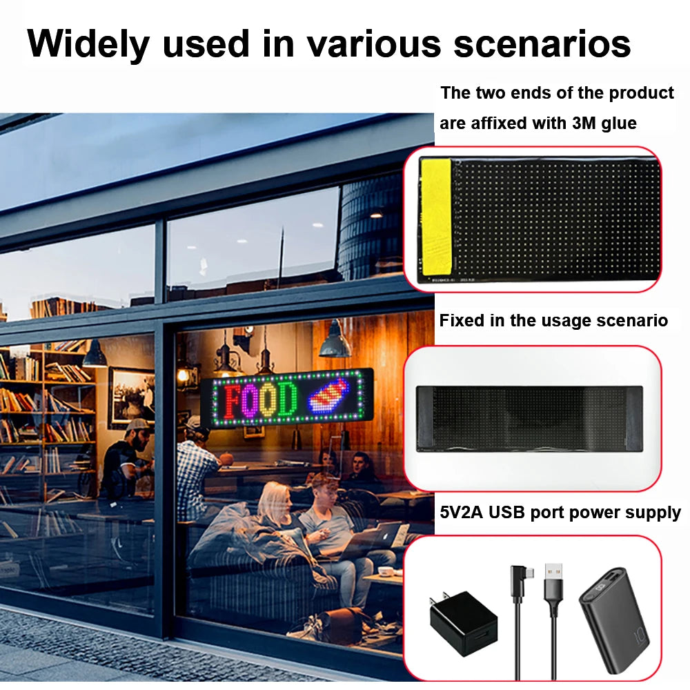 Flexible LED Matrix Screen DIY Ultra-Thin Car Sign Programmable Bluetooth LED Screen with APP Remote Control For Car Store Bar