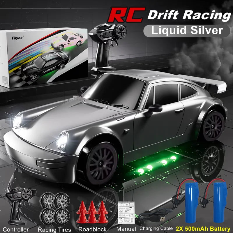 4WD RC Drift Car With LED Light 2.4G Radio 20KM/h High Speed Remote Control Racing Cars Vehicle Model Toy Gift for Boy Girl Kid