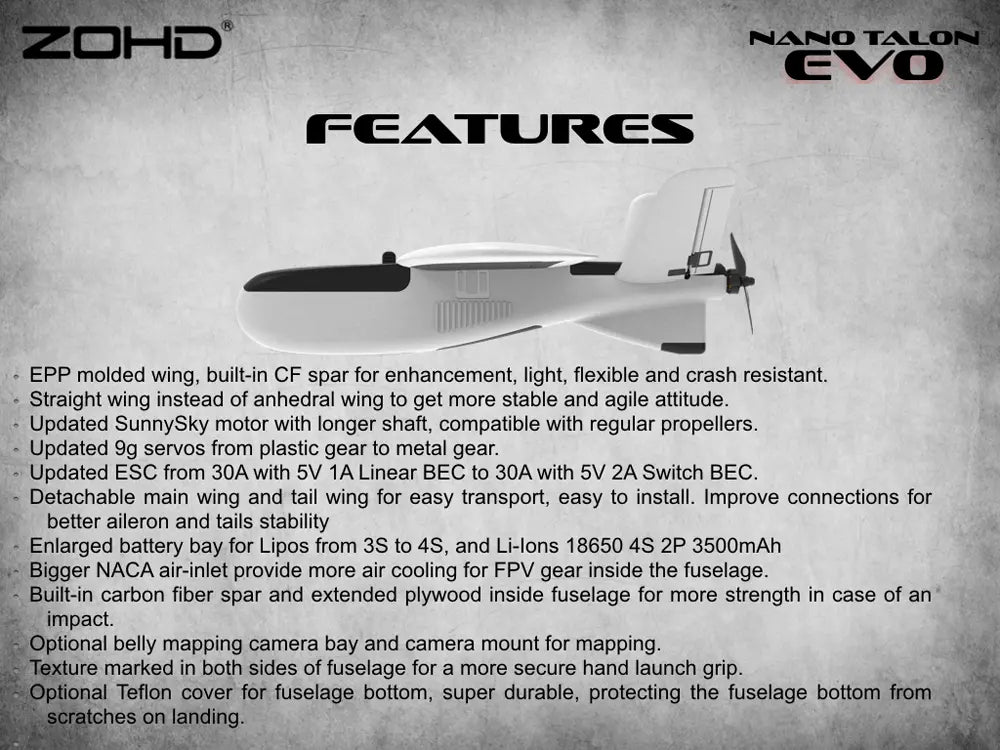 ZOHD Nano Talon EVO FPV Airplane (PNP / FPV)