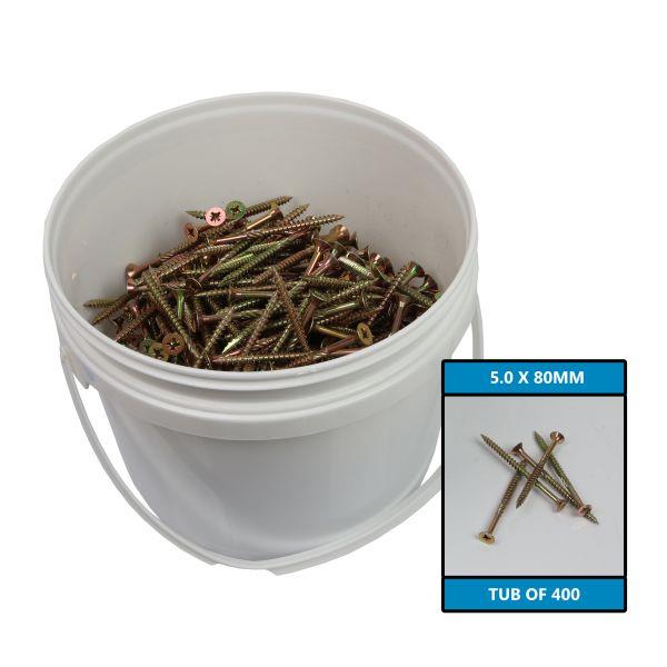 US PRO Tools 5.0 X 80MM CSK Pozi Advanced Multi Purpose Screws - Tub 400 9259