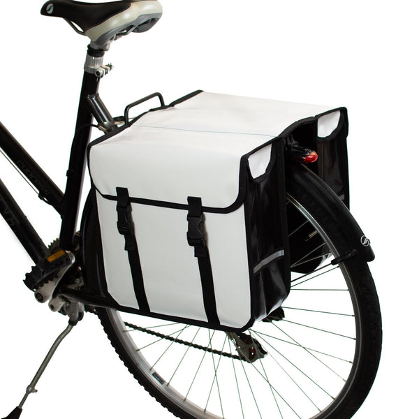 BikyBag Classic CW - Waterproof Bicycle Double Panniers (White)