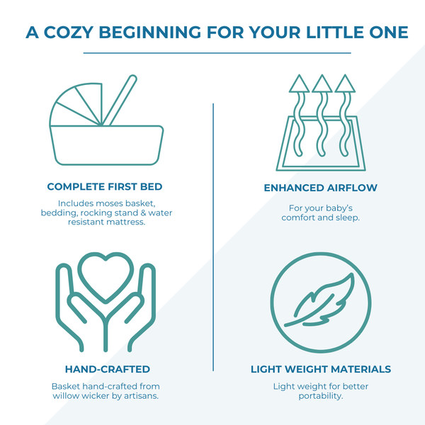 White Dimple Grey Wicker Baby Moses Basket With Stand