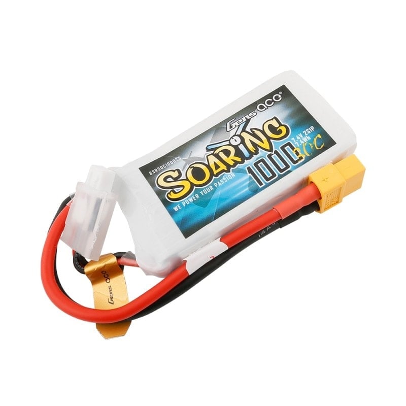 Gens ace Soaring 1000mAh 7.4V 30C 2S1P Lipo Battery Pack XT60