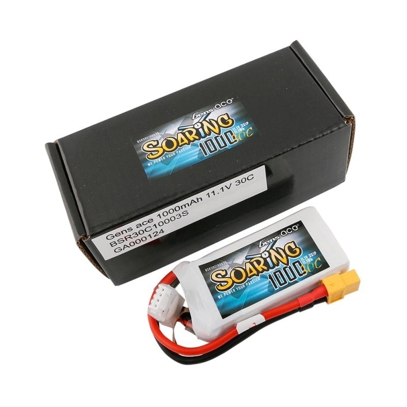 Gens ace Soaring 1000mAh 11.1V 30C 3S1P Lipo Battery Pack XT60