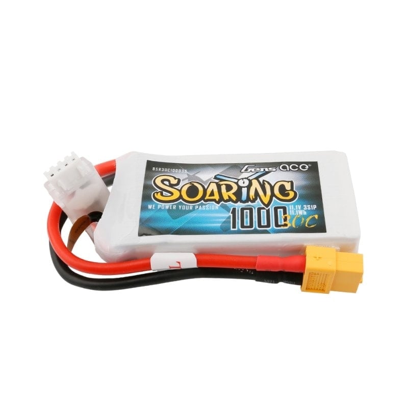 Gens ace Soaring 1000mAh 11.1V 30C 3S1P Lipo Battery Pack XT60