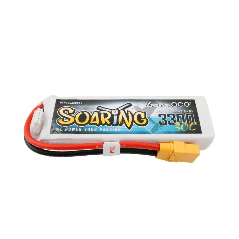 Gens ace G-Tech Soaring 3300mAh 14.8V 30C 4S1P Lipo Battery Pack with XT90 plug
