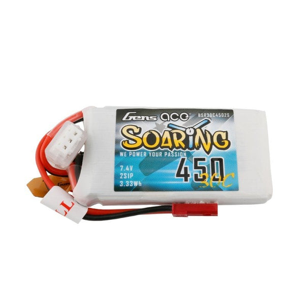 Gens ace Soaring G-Tech 450mAh 7.4V 30C 2S1P Lipo Battery Pack with JST-SYP plug