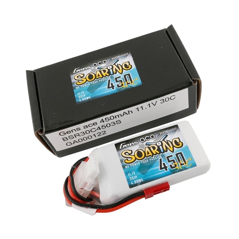 Gens ace Soaring 450mAh 11.1V 30C 3S1P Lipo Battery Pack JST-SYP