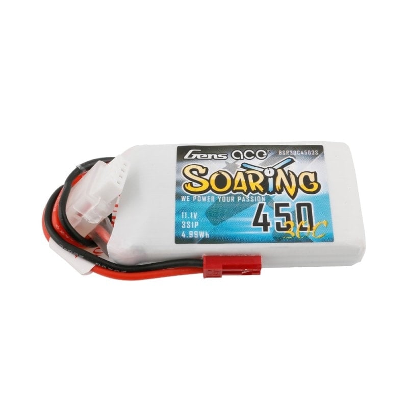 Gens ace Soaring 450mAh 11.1V 30C 3S1P Lipo Battery Pack JST-SYP