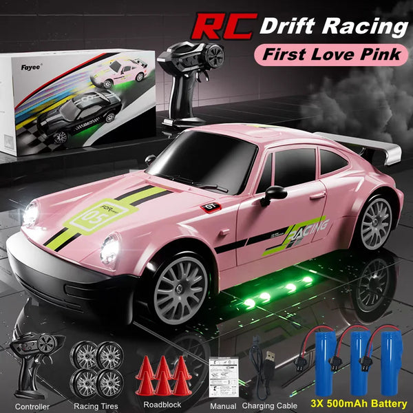4WD RC Drift Car With LED Light 2.4G Radio 20KM/h High Speed Remote Control Racing Cars Vehicle Model Toy Gift for Boy Girl Kid