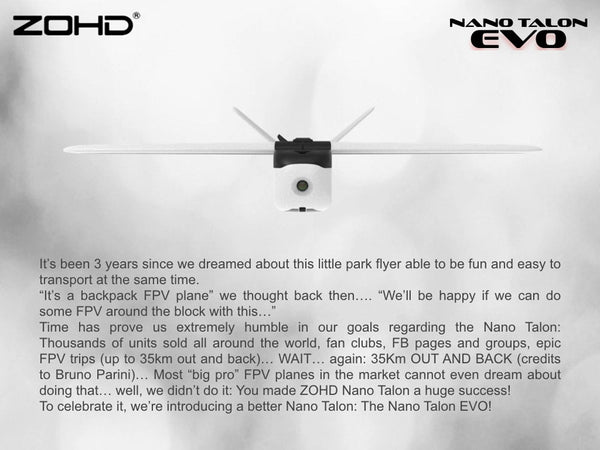 ZOHD Nano Talon EVO FPV Airplane (PNP / FPV)