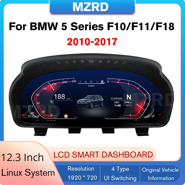 COREYES 12.3'' Digital Instrument Cluster for BMW 5 Series F10/F11/F18 CIC NBT Linux System Speedometer Car Dashboard 2010-2017