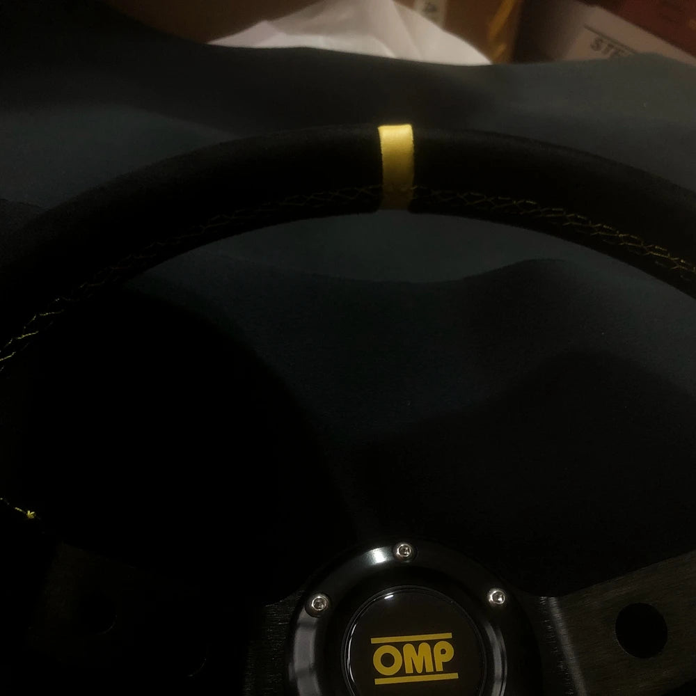 Drift 14Inch Universal OMP Steering Wheel Car JDM Racing Game Suede Leather OMP Steering Wheel Volantes For VW HONDA TOYOTA BMW