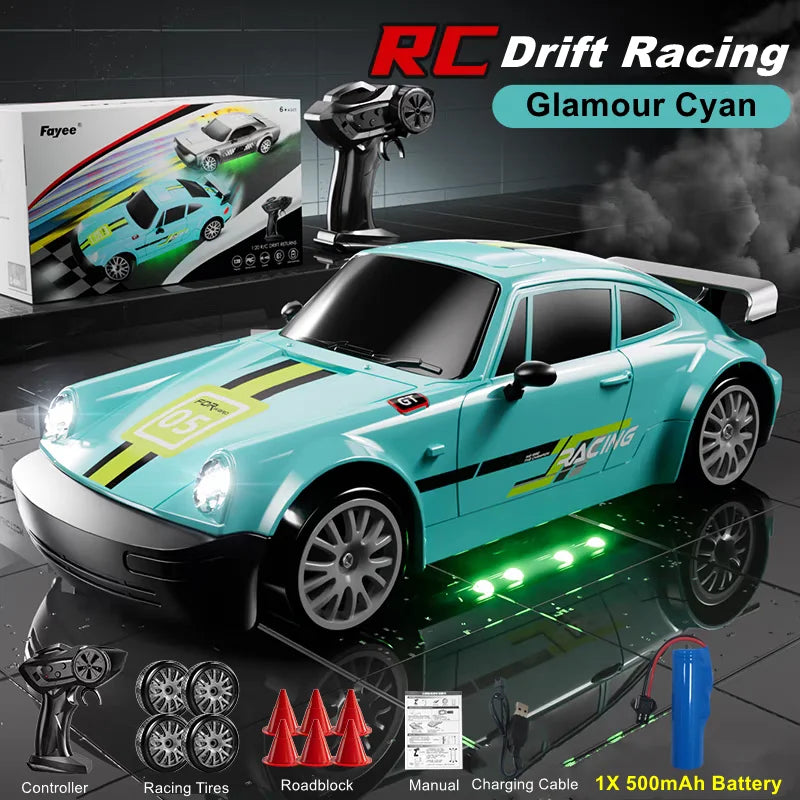 4WD RC Drift Car With LED Light 2.4G Radio 20KM/h High Speed Remote Control Racing Cars Vehicle Model Toy Gift for Boy Girl Kid