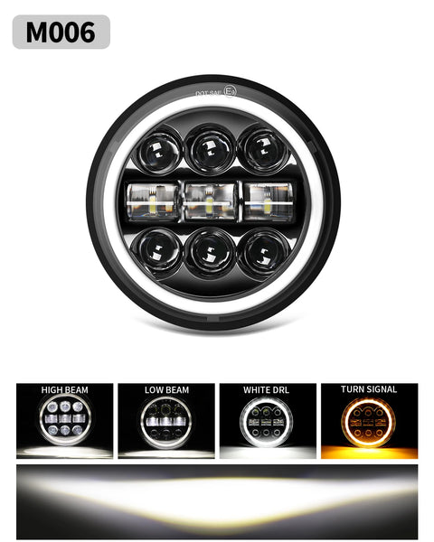 BraveWAY 5.75″ Round LED Headlight for Motorcycle 5-3/4 inch Moto Light with White/Amber DRL+ Start-up Gradient Welcome Halo