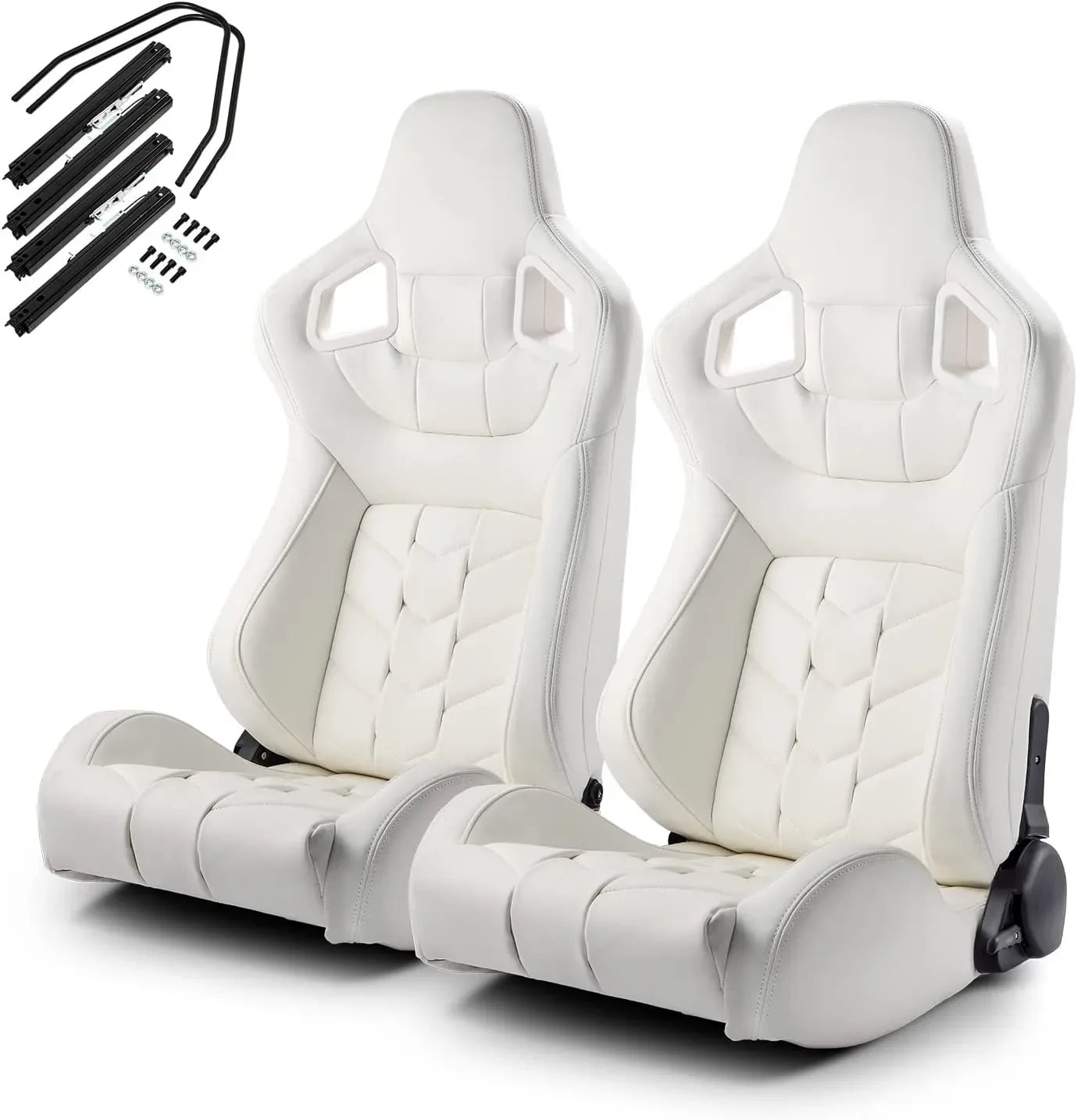 White Racing Seat  Customized Logo PVC Bucket with Leather Carbon Fiber Cloth Material for Car Use