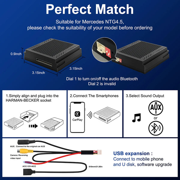 Upgrade Wireless Carplay Suitable For Mercedes Benz A B C E CLA GLA GLK ML Sprinter NTG4.5 Becker Module Android Auto Navigation