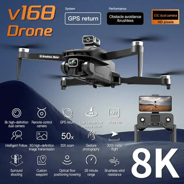 V168Pro Drone 5G GPS Professional 8K HD Aerial Photography Dual-Camera Omnidirectional Original Obstacle Avoidance Drone