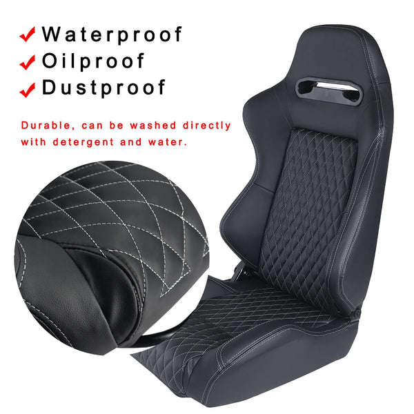 R-EP Universal Racing Car Seat for Sport Car Simulator Bucket Seats Adjustable Black PVC Leather XH-1035-BK