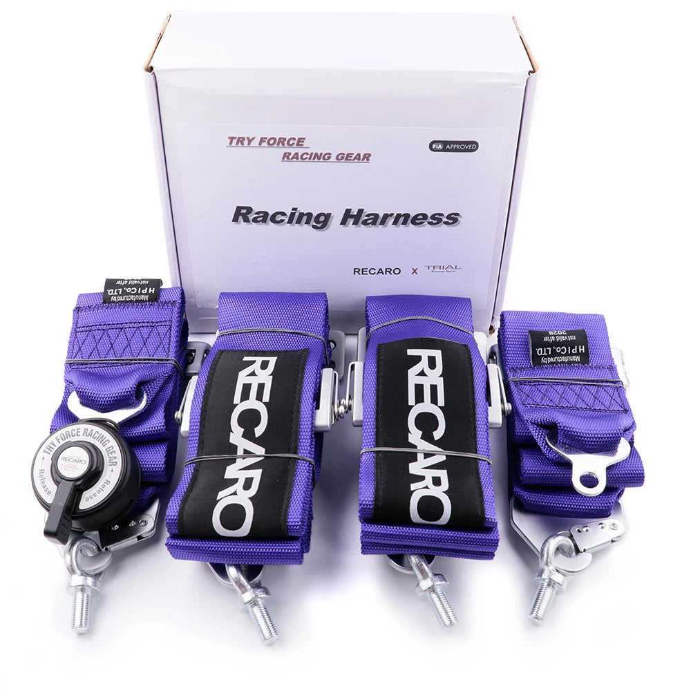 Racing JDM 4 Point 3 Inch Seat Belt Adjustable Sport Drift Snap-On Harness Quick Release Shoulder Strap Seatbelt for RECARO