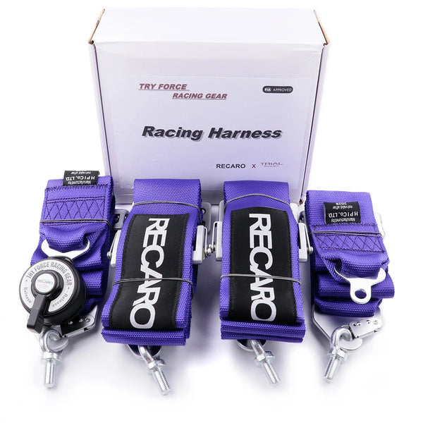 Racing JDM 4 Point 3 Inch Seat Belt Adjustable Sport Drift Snap-On Harness Quick Release Shoulder Strap Seatbelt for RECARO