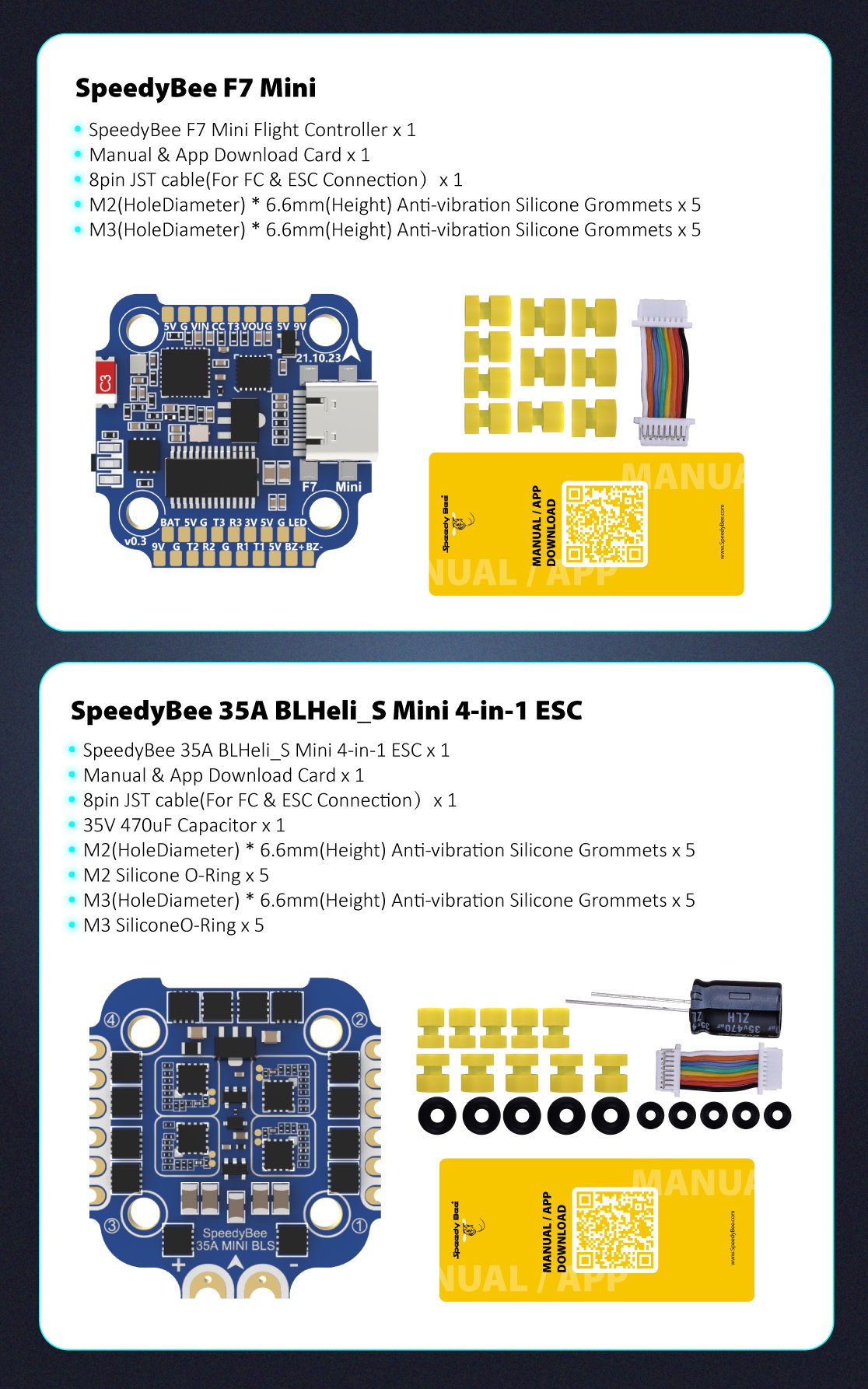 SpeedyBee F7 Mini 35A 3-6S 8-bit Flight Controller Stack
