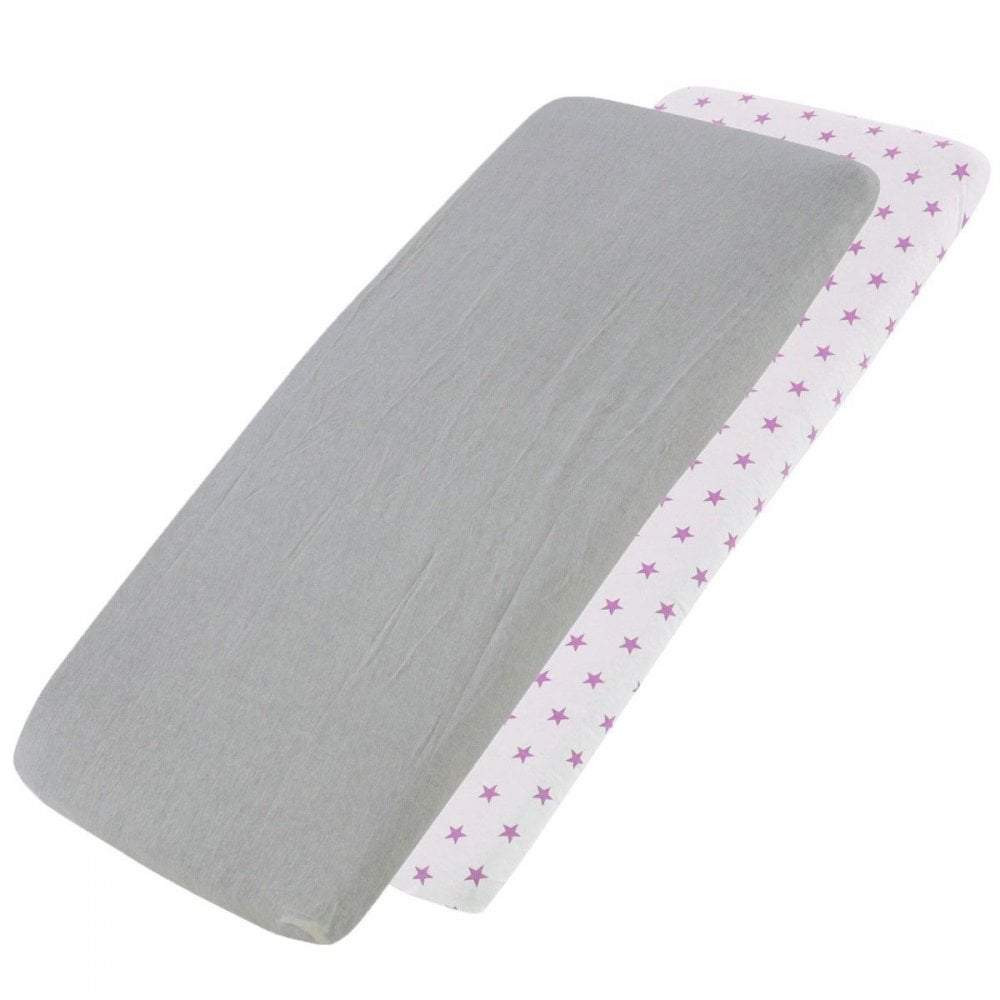 Crib Jersey Fitted Sheets 100% Cotton 40x90cm - Pack Of 2 - Fits All Models