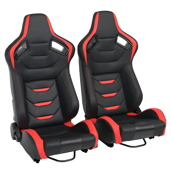 JIABEIR 1054B Red High Quality Leather Adjustable Simulator Sim Bucket Car Racing Seats