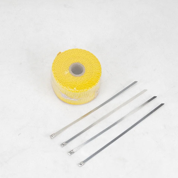 50mm*5M 5M Glass Fibe Car Motorcycle Exhaust Thermal Tape Header Heat Wrap Manifold Insulation Resistant with Glloves Steel Ties