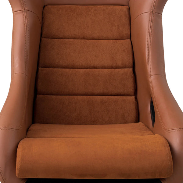 JIABEIR 1097 USA Stock Free Shipping Universal Fixed Brown PVC Leather with Alcantara Suede Car Bucket Racing Seats