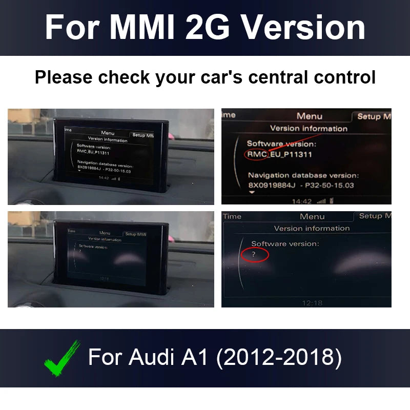 Wireless Apple CarPlay Android Auto Interface for Audi A1 2012-2018, with Mirror Link AirPlay Navigation Car Play Functions