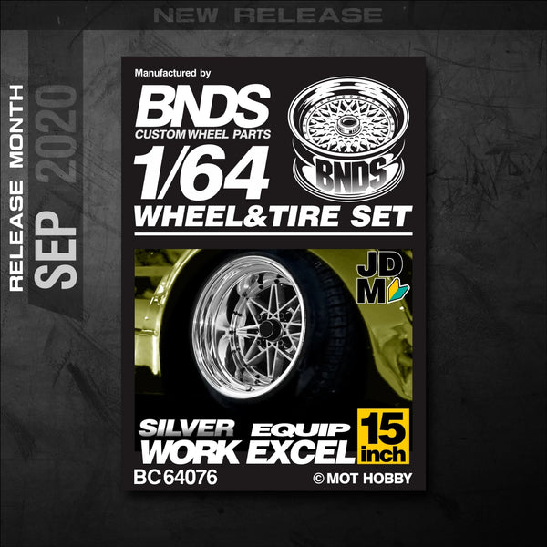 1/64 Alloy Wheels With Rubber Tires By BNDS Assembly Rims Modified Parts for Model Car Refitted VIP Style No.64053-64088