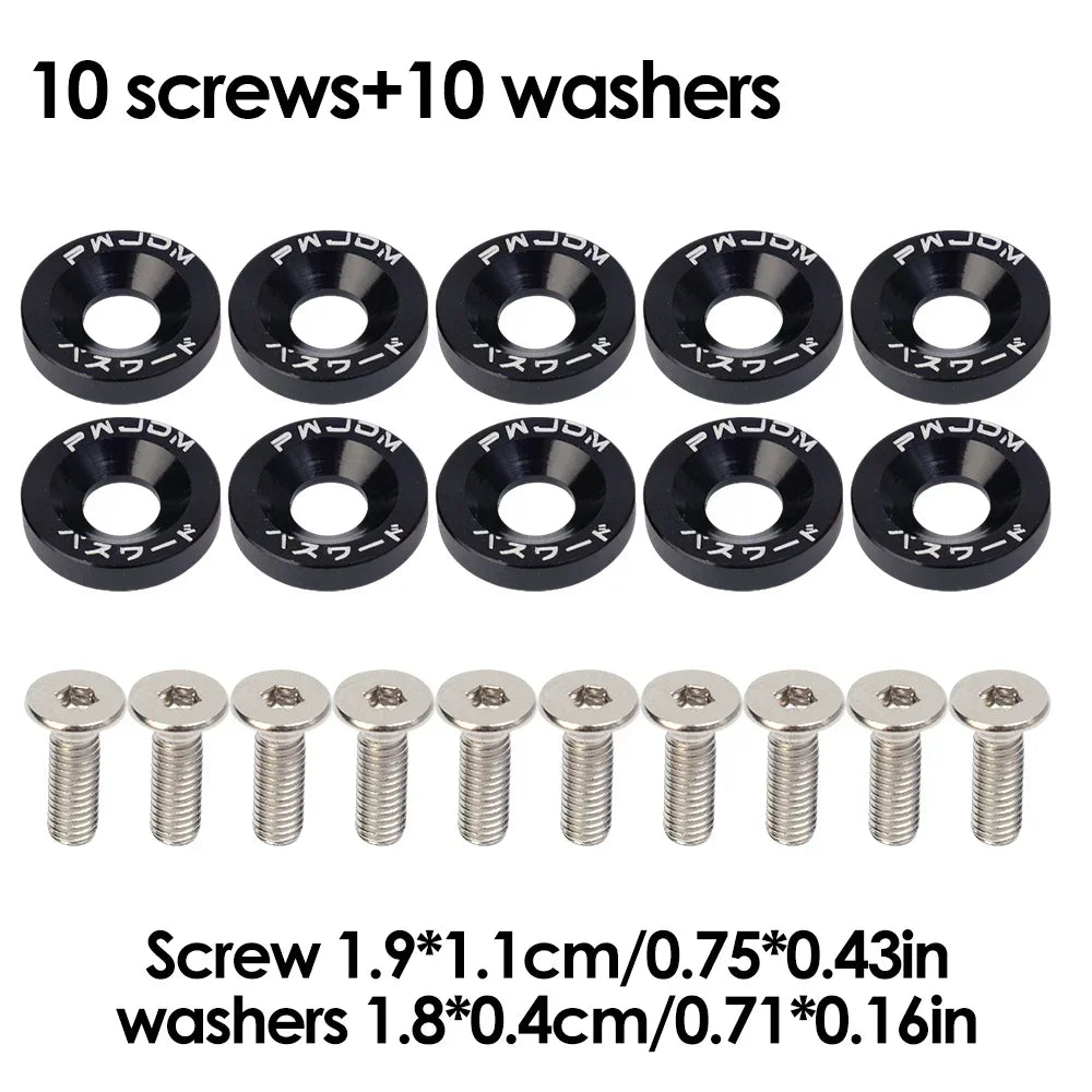 JDM Fender Washers M6 Bolt Set Car Modification Gasket Screw Fender Bumper Engine Aluminum Concave Screws Hex Fastener for Honda