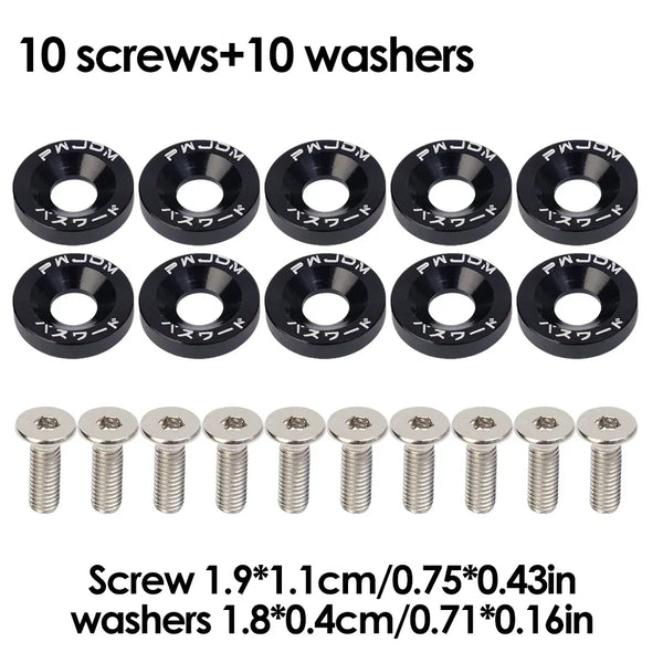 JDM Fender Washers M6 Bolt Set Car Modification Gasket Screw Fender Bumper Engine Aluminum Concave Screws Hex Fastener for Honda