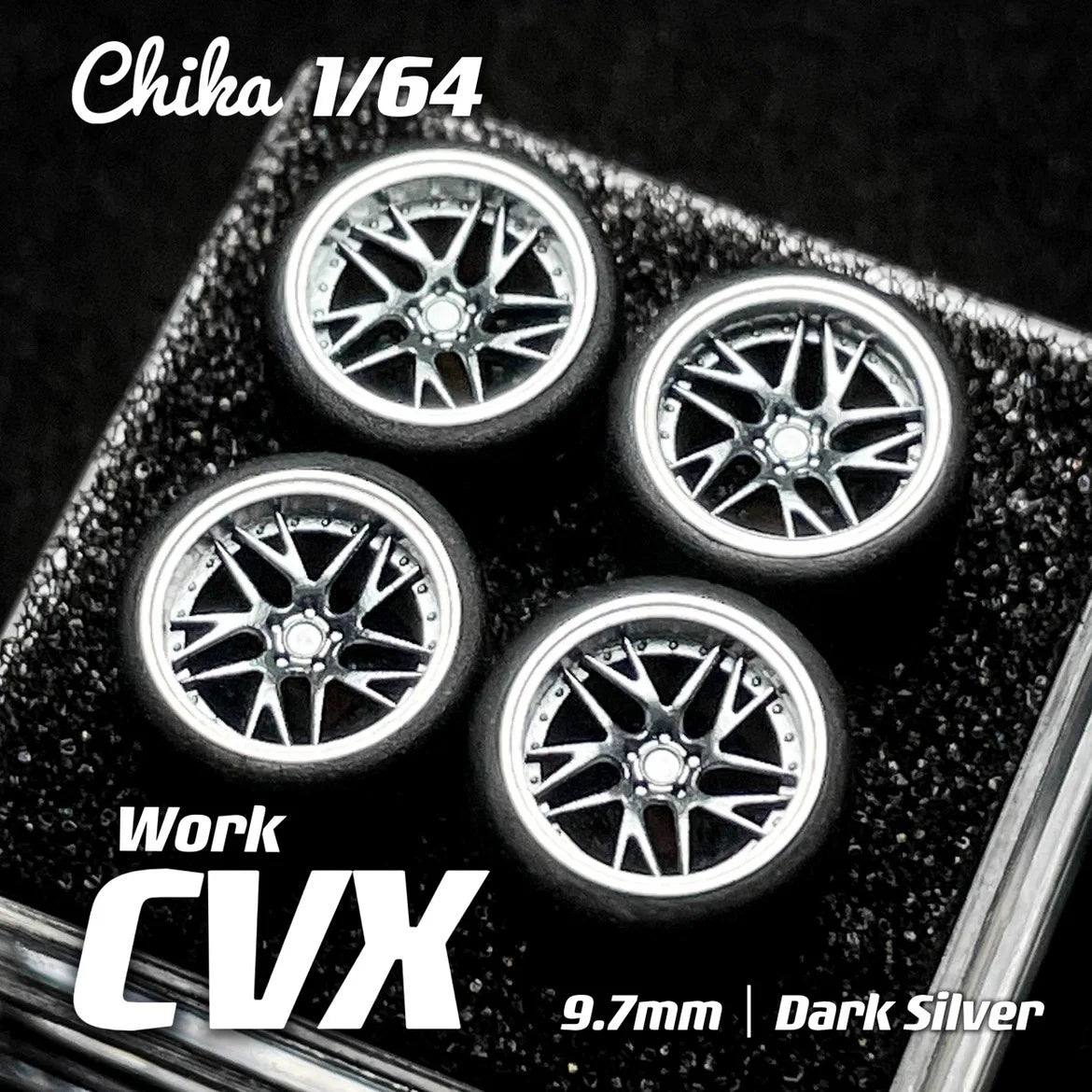 1/64 Chika  Wheels with Rubber Tires Model Car Modified Parts BBS RS  JDM VIP For Hotwheels Tomica MiniGT （Supplied with axle）