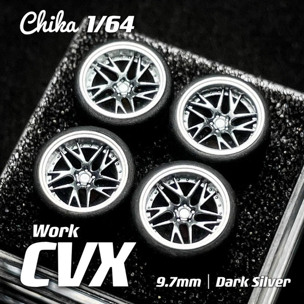1/64 Chika  Wheels with Rubber Tires Model Car Modified Parts BBS RS  JDM VIP For Hotwheels Tomica MiniGT （Supplied with axle）