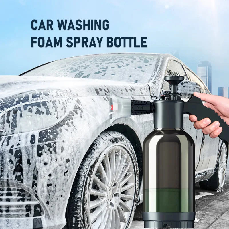 2L Hand Pump Foam Sprayer with 3 Types of Nozzle Hand Pneumatic Foam Cannon Snow Foam Car Wash Spray Bottle Car Window Cleaning