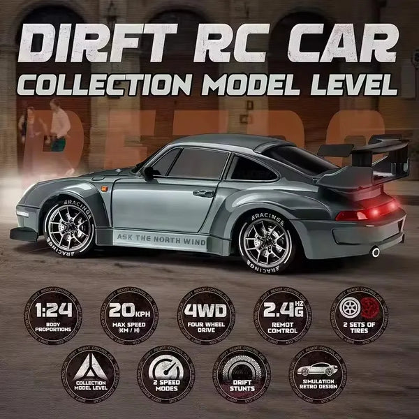 4WD RC Drift Car With LED Light 2.4G Radio 20KM/h High Speed Remote Control Racing Cars Vehicle Model Toy Gift for Boy Girl Kid