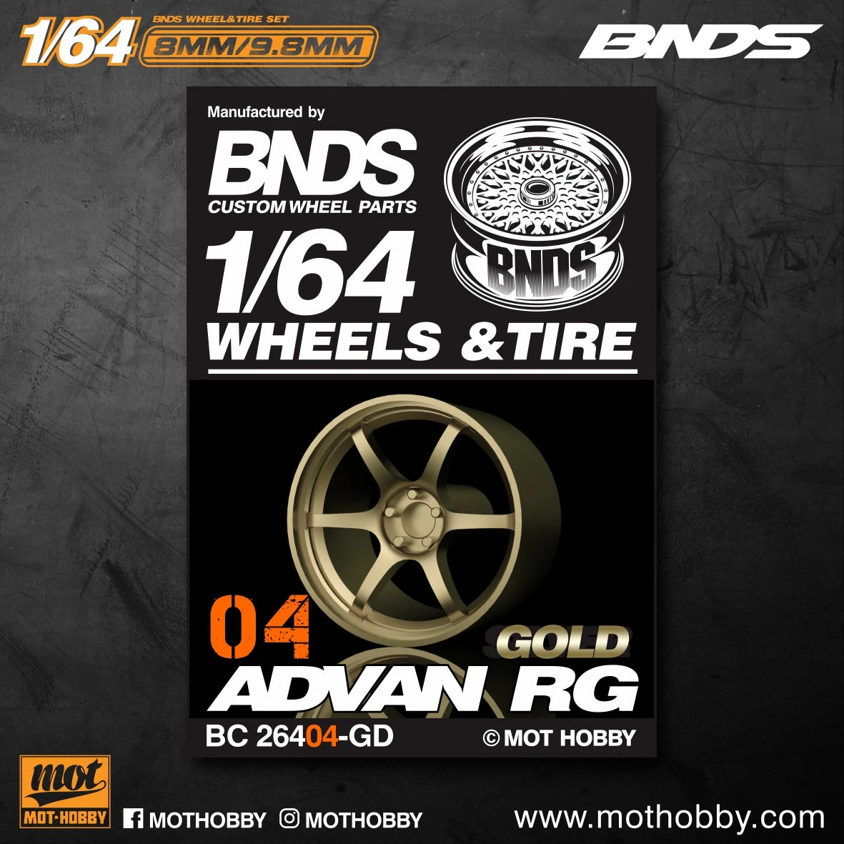 BNDS 1/64 Wheels With Rubber Tires ABS Assembly Rims Modified Parts for 1:64 Model Car VIP Style Detail-up Set New Clearance