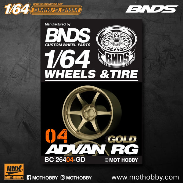 BNDS 1/64 Wheels With Rubber Tires ABS Assembly Rims Modified Parts for 1:64 Model Car VIP Style Detail-up Set New Clearance