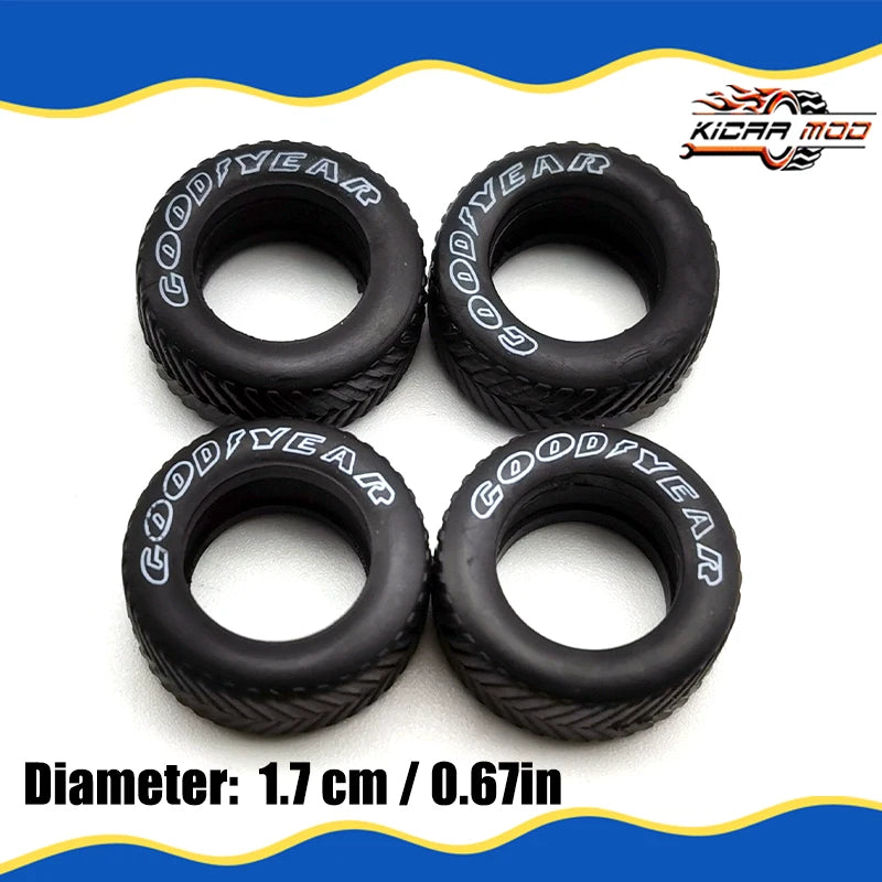 1/64 Rubber Tires for Hot Wheels and Off-road Vehicle Detail-up Replacement Parts Model Car Toys 10.7mm/12.7mm /17mm(1 Sets)