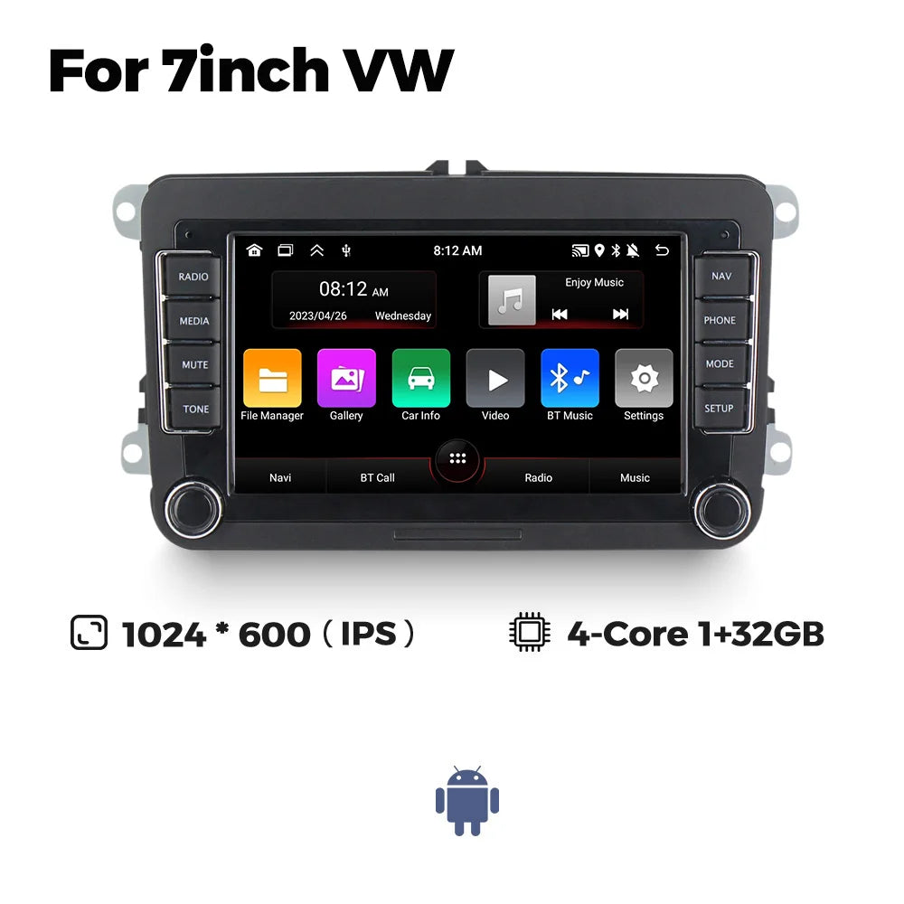 Android 13 Wireless Carplay Auto Car multimedia player IPS Screen GPS WIFI 7/8/9'' Car Radio For VW Passat golf Polo Jetta Skoda