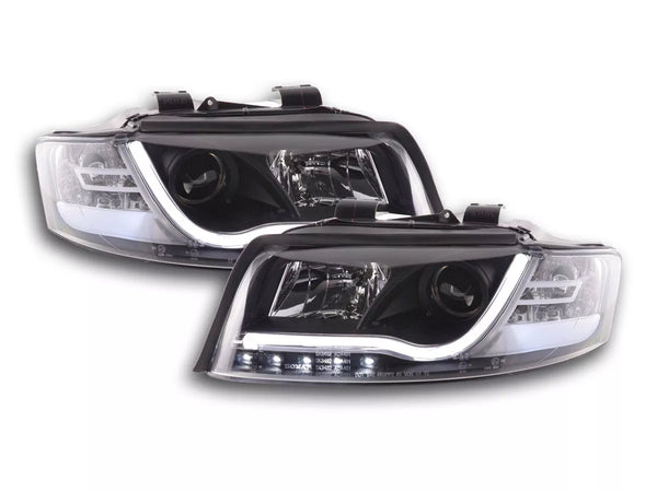 FK LED DRL Halo Lightbar Projector ESP Headlights Audi A4 B6 8E 01-04 BLACK LHD S4