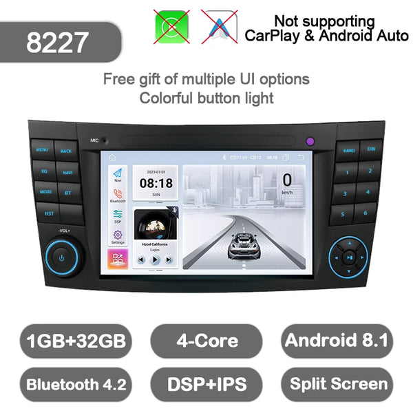 Junuse For Mercedes Benz E-class W211 E200 E220 E300 E350 E240 E280 CLS Car Auto Radio 2Din Android 12 Multimedia GPS Carplay BT