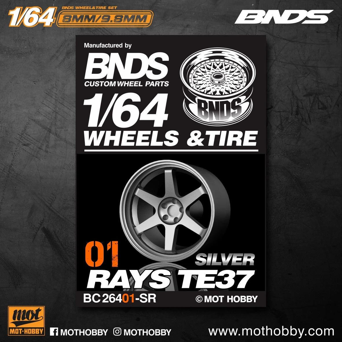 BNDS 1/64 Wheels With Rubber Tires ABS Assembly Rims Modified Parts for 1:64 Model Car VIP Style Detail-up Set New Clearance