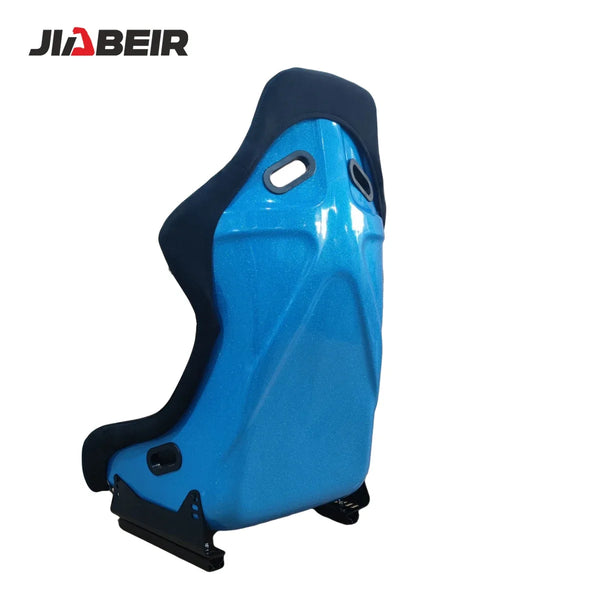 1022 Custom LOGO Black Suede Alcantara Blue Glitter Fiberglass Back Racing Bucket Seats