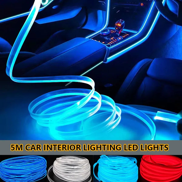 LED Car Interior Decoration Light EL Wiring Neon Strip 1/3/5M For Auto DIY Flexible Ambient Light with USB Drive Atmosphere Lamp